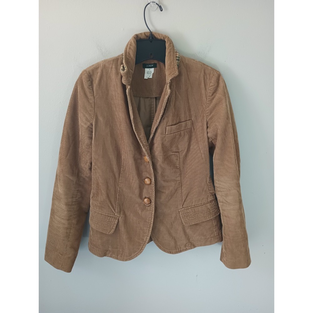 J.Crew Womens Size PS Corduroy Blazer Jacket Button Up Brown Cotton Wool Flawed!